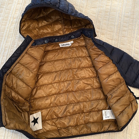 Molo Blue and Brown Puffer Jacket with Hood - Picture 3 of 4